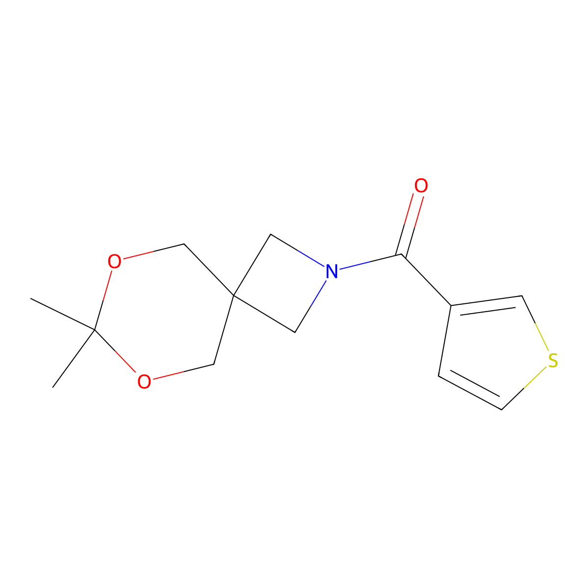 (7,7-Dimethyl-6,8-dioxa-2-azaspiro[3.5]nonan-2-yl)(thiophen-3-yl)methanone molecular structure, CAS 1396717-78-4