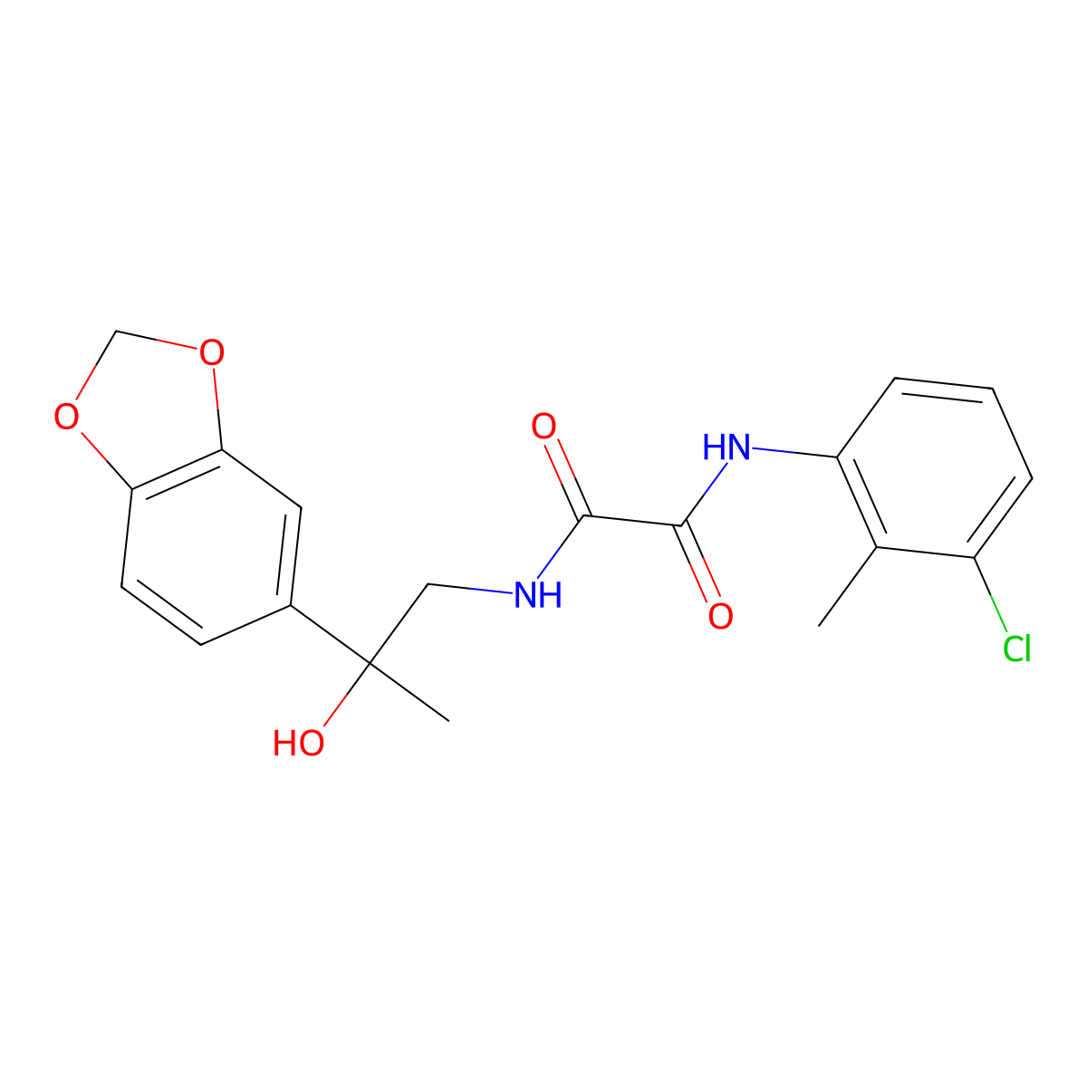 N1-(2-(benzo[d][1,3]dioxol-5-yl)-2-hydroxypropyl)-N2-(3-chloro-2-methylphenyl)oxalamide molecular structure, CAS 1396717-81-9
