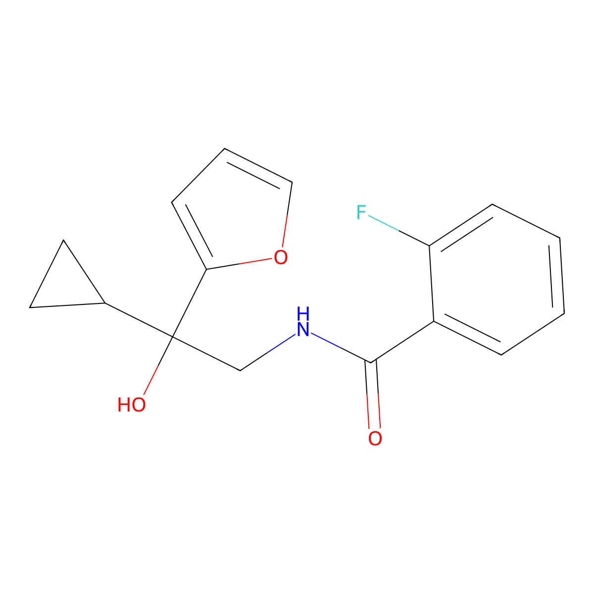 N-[2-cyclopropyl-2-(furan-2-yl)-2-hydroxyethyl]-2-fluorobenzamide molecular structure, CAS 1396717-87-5