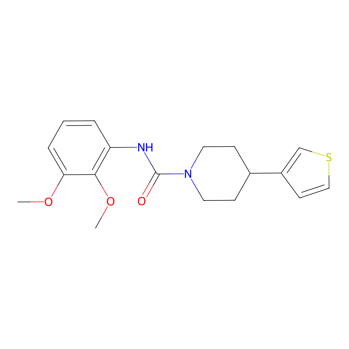 N-(2,3-dimethoxyphenyl)-4-(thiophen-3-yl)piperidine-1-carboxamide molecular structure, CAS 1396717-91-1