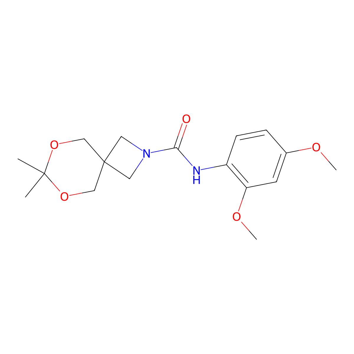 N-(2,4-dimethoxyphenyl)-7,7-dimethyl-6,8-dioxa-2-azaspiro[3.5]nonane-2-carboxamide molecular structure, CAS 1396717-94-4