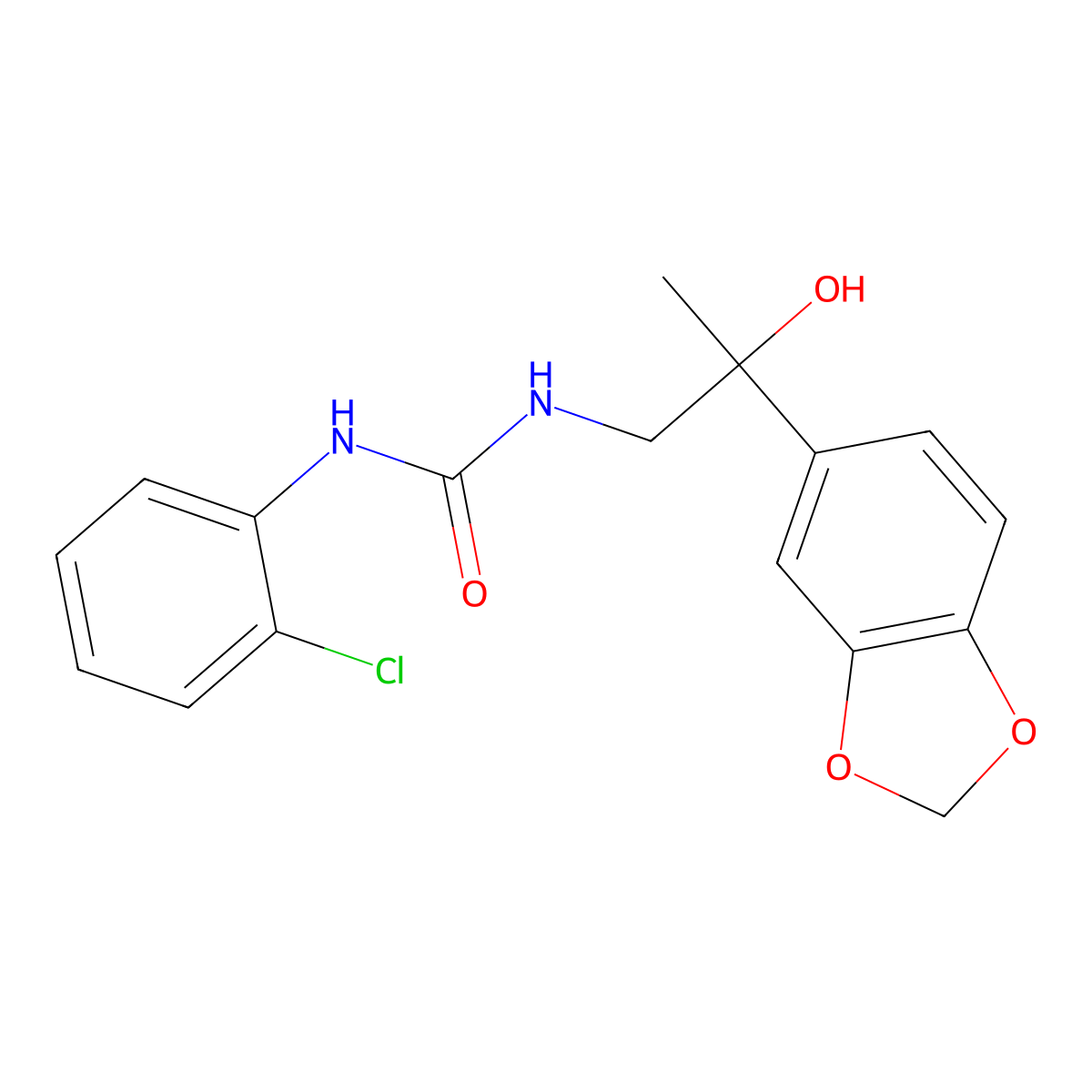1-(2-(Benzo[d][1,3]dioxol-5-yl)-2-hydroxypropyl)-3-(2-chlorophenyl)urea molecular structure, CAS 1396717-97-7
