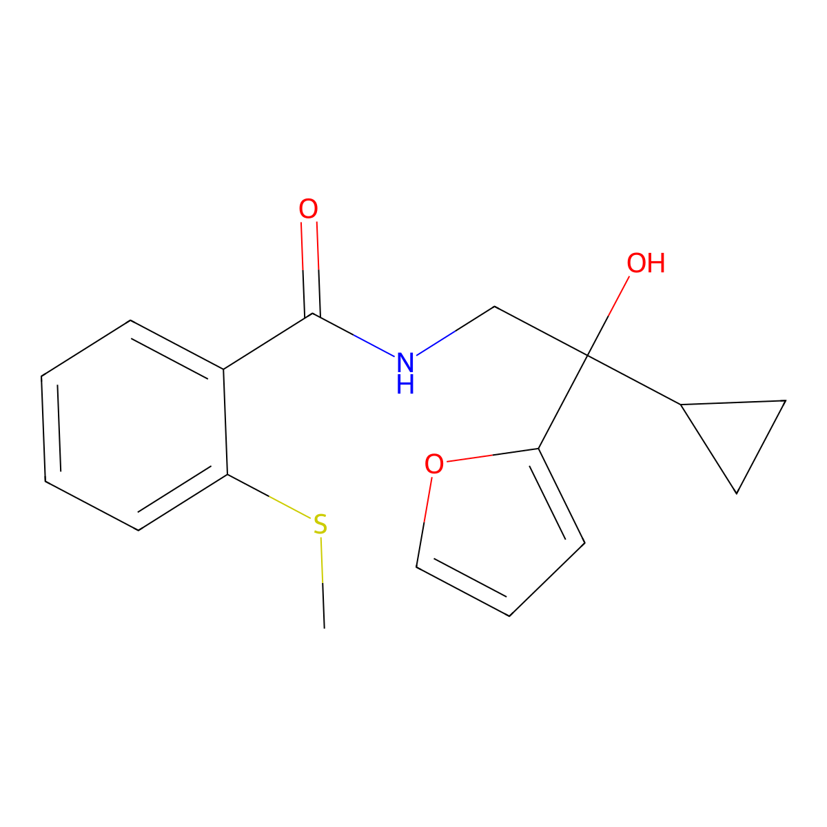 N-(2-cyclopropyl-2-(furan-2-yl)-2-hydroxyethyl)-2-(methylthio)benzamide molecular structure, CAS 1396718-09-4