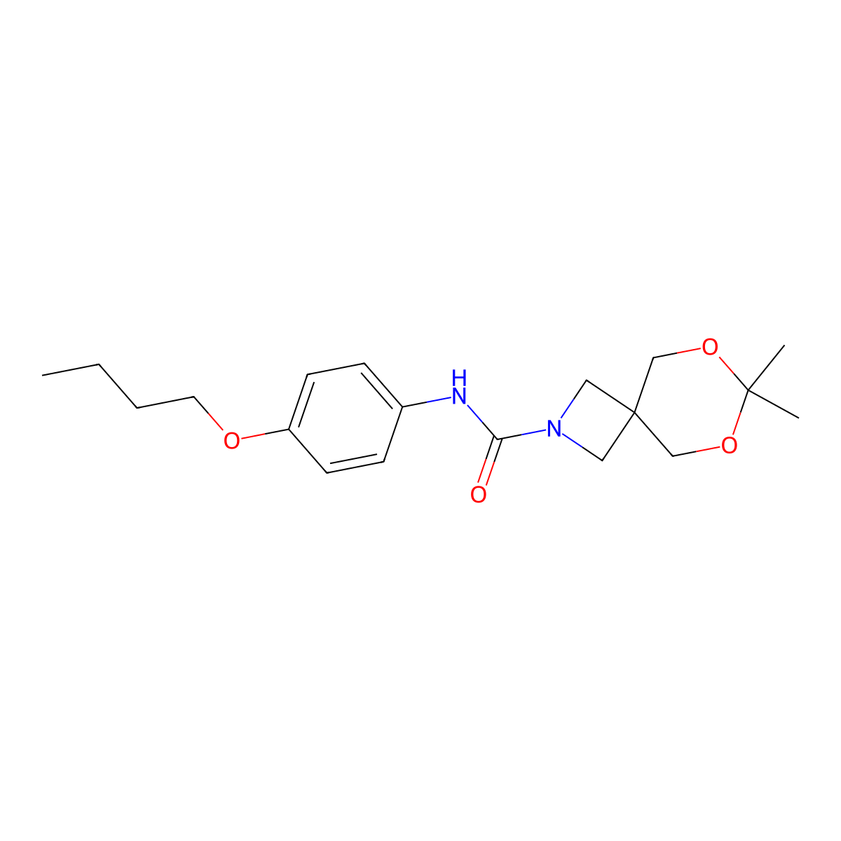 N-(4-butoxyphenyl)-7,7-dimethyl-6,8-dioxa-2-azaspiro[3.5]nonane-2-carboxamide molecular structure, CAS 1396718-12-9