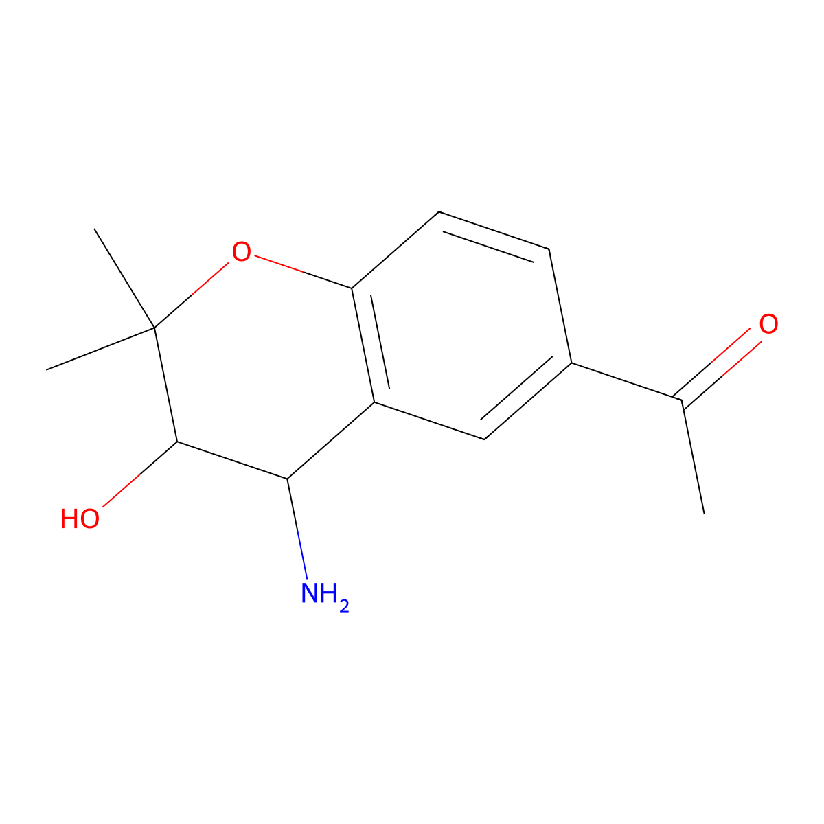 1-(4-Amino-3-hydroxy-2,2-dimethylchroman-6-yl)ethan-1-one molecular structure, CAS 139674-35-4
