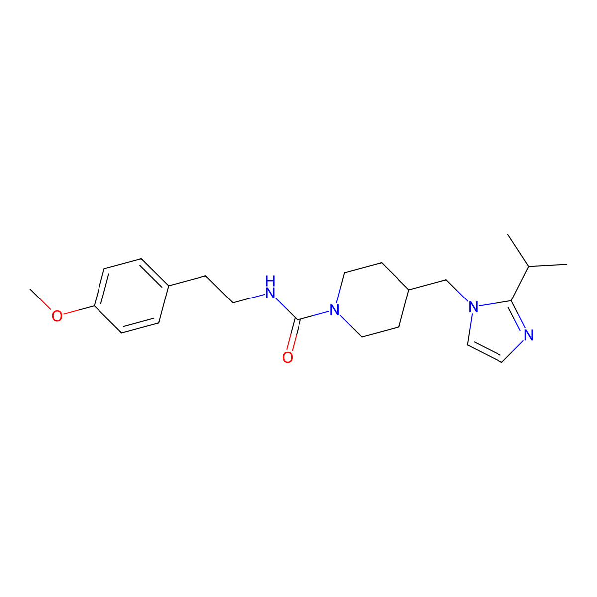4-((2-isopropyl-1H-imidazol-1-yl)methyl)-N-(4-methoxyphenethyl)piperidine-1-carboxamide molecular structure, CAS 1396745-91-7