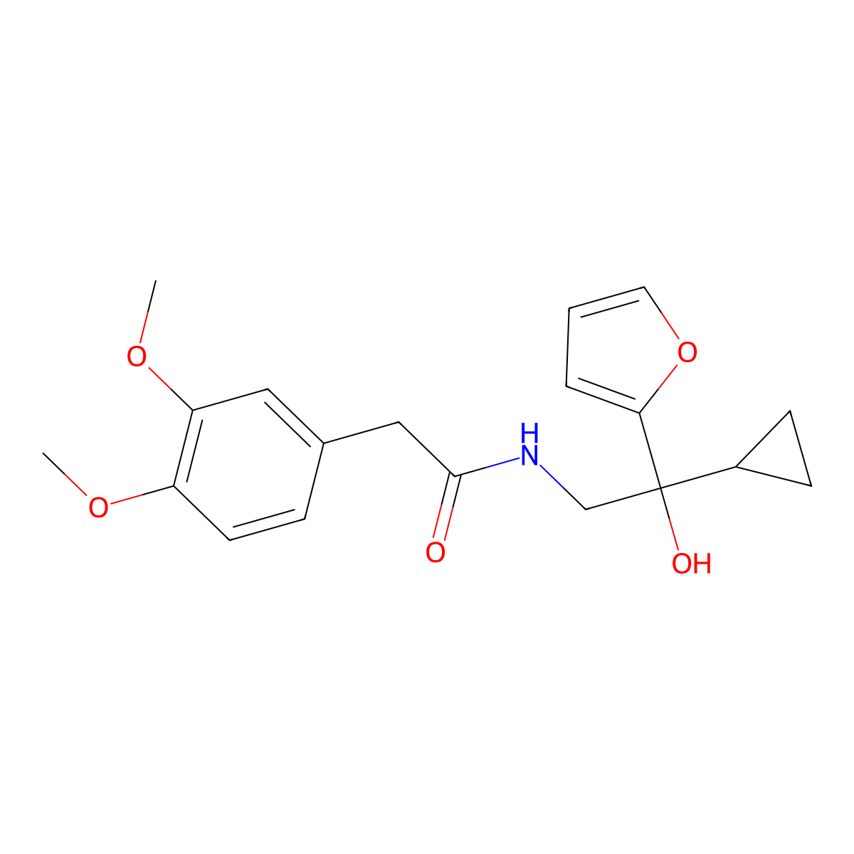 N-[2-cyclopropyl-2-(furan-2-yl)-2-hydroxyethyl]-2-(3,4-dimethoxyphenyl)acetamide molecular structure, CAS 1396745-92-8