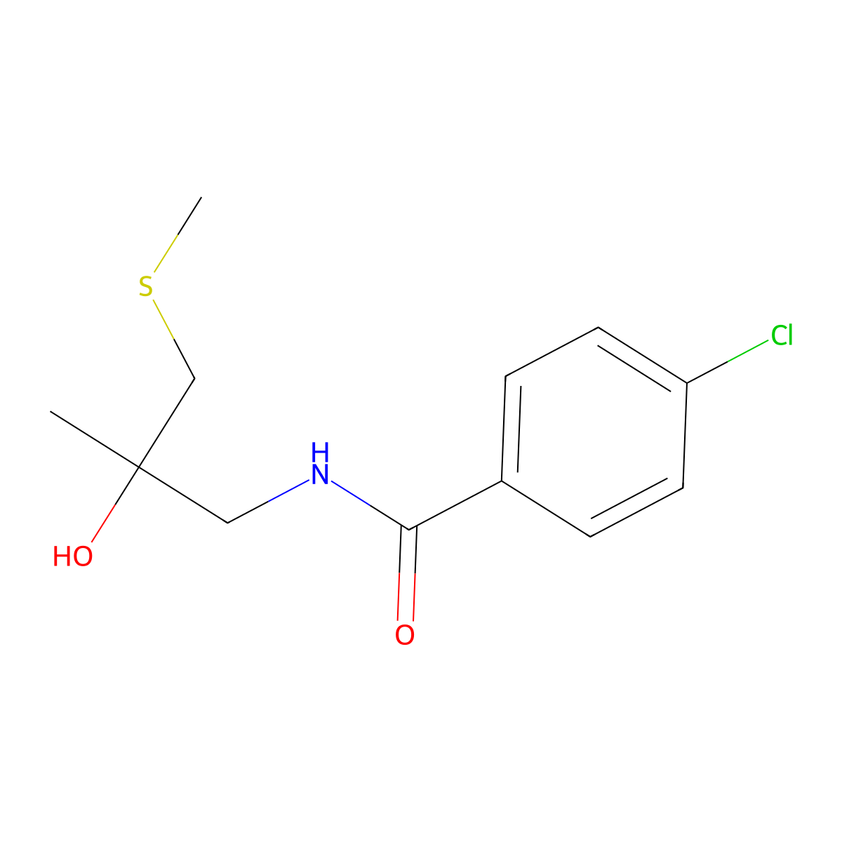 4-chloro-N-(2-hydroxy-2-methyl-3-(methylthio)propyl)benzamide molecular structure, CAS 1396746-00-1