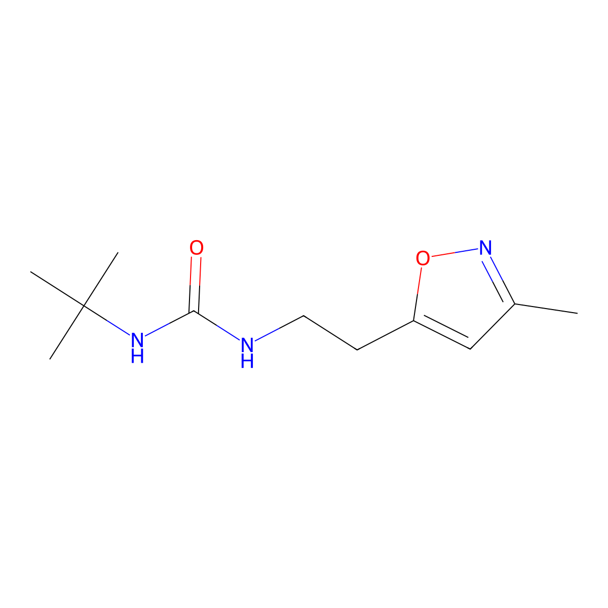 1-(Tert-butyl)-3-(2-(3-methylisoxazol-5-yl)ethyl)urea molecular structure, CAS 1396746-02-3