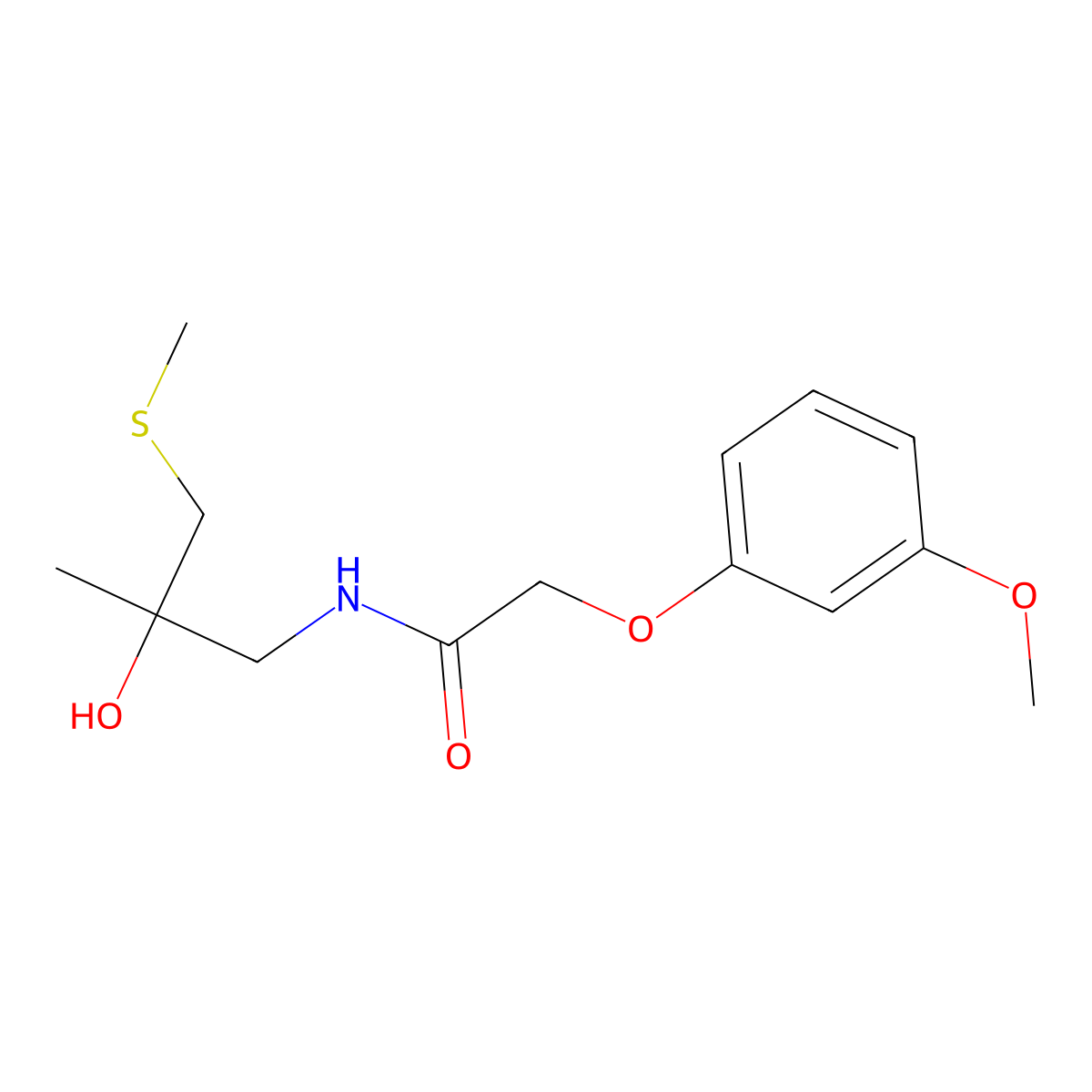 N-[2-hydroxy-2-methyl-3-(methylsulfanyl)propyl]-2-(3-methoxyphenoxy)acetamide molecular structure, CAS 1396746-04-5