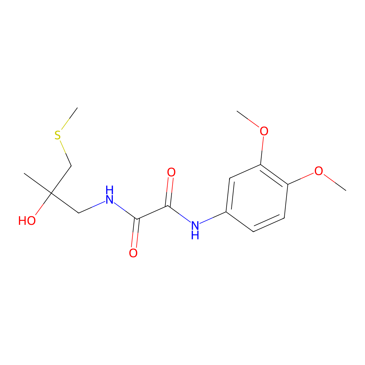 N1-(3,4-dimethoxyphenyl)-N2-(2-hydroxy-2-methyl-3-(methylthio)propyl)oxalamide molecular structure, CAS 1396746-05-6