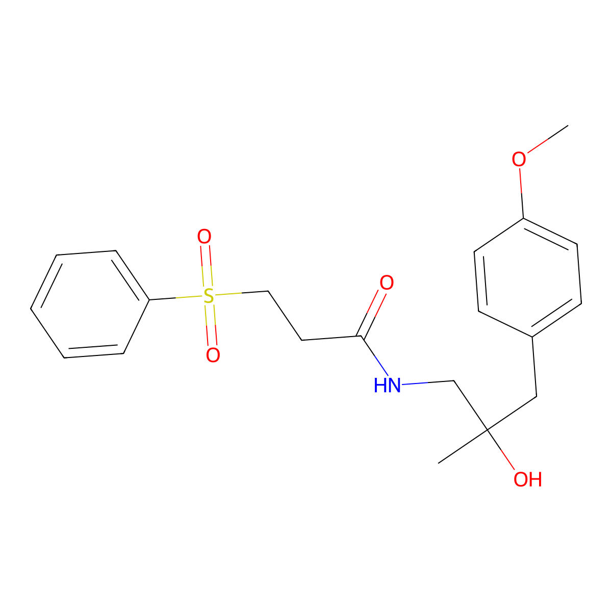 N-(2-hydroxy-3-(4-methoxyphenyl)-2-methylpropyl)-3-(phenylsulfonyl)propanamide molecular structure, CAS 1396746-09-0