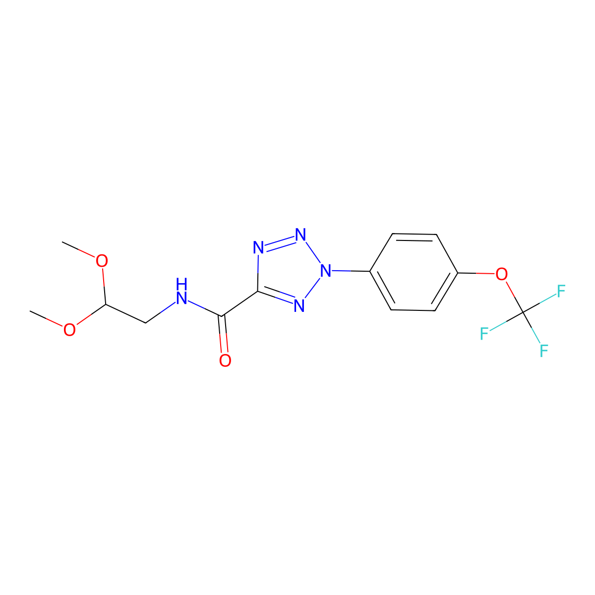 N-(2,2-dimethoxyethyl)-2-(4-(trifluoromethoxy)phenyl)-2H-tetrazole-5-carboxamide molecular structure, CAS 1396746-15-8