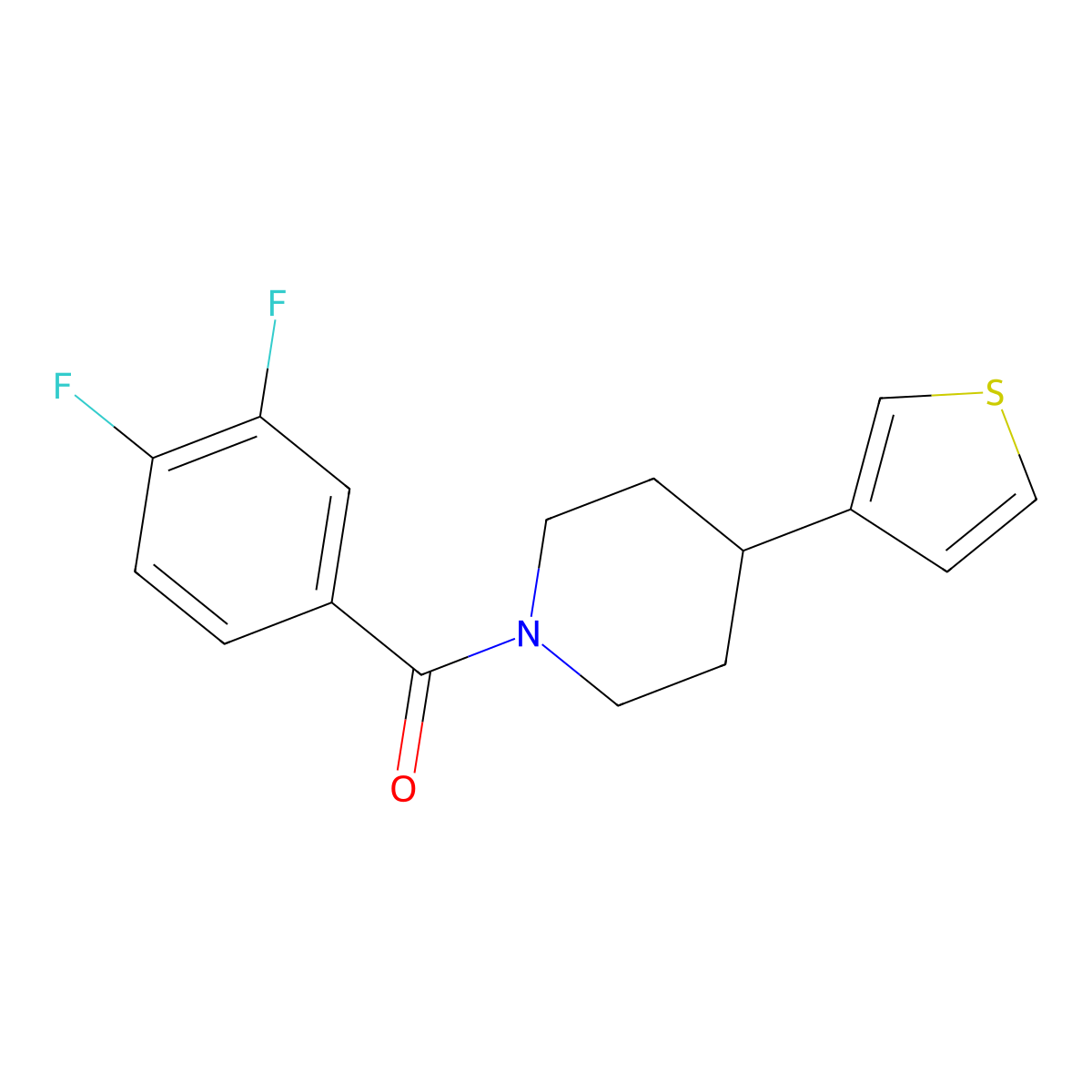 (3,4-Difluorophenyl)(4-(thiophen-3-yl)piperidin-1-yl)methanone molecular structure, CAS 1396746-20-5