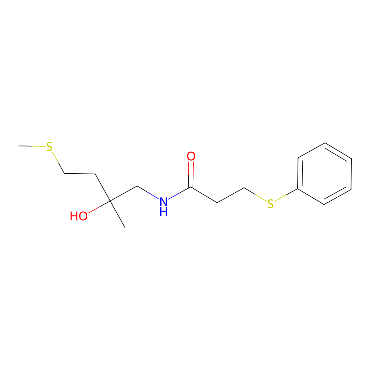N-(2-hydroxy-2-methyl-4-(methylthio)butyl)-3-(phenylthio)propanamide molecular structure, CAS 1396746-21-6