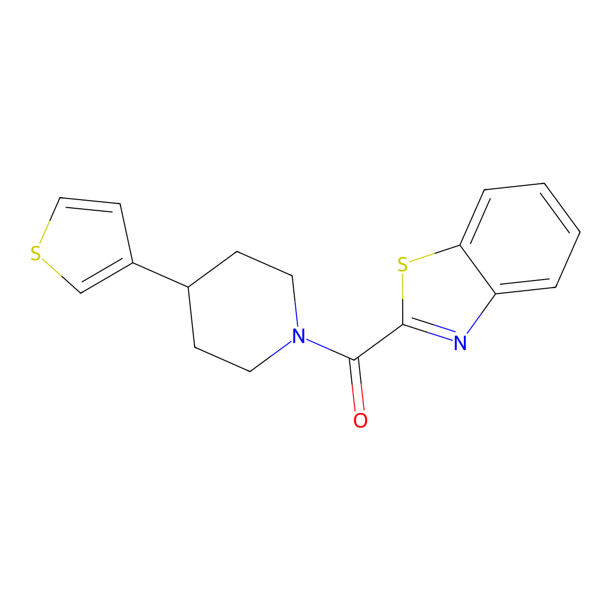Benzo[d]thiazol-2-yl(4-(thiophen-3-yl)piperidin-1-yl)methanone molecular structure, CAS 1396746-28-3