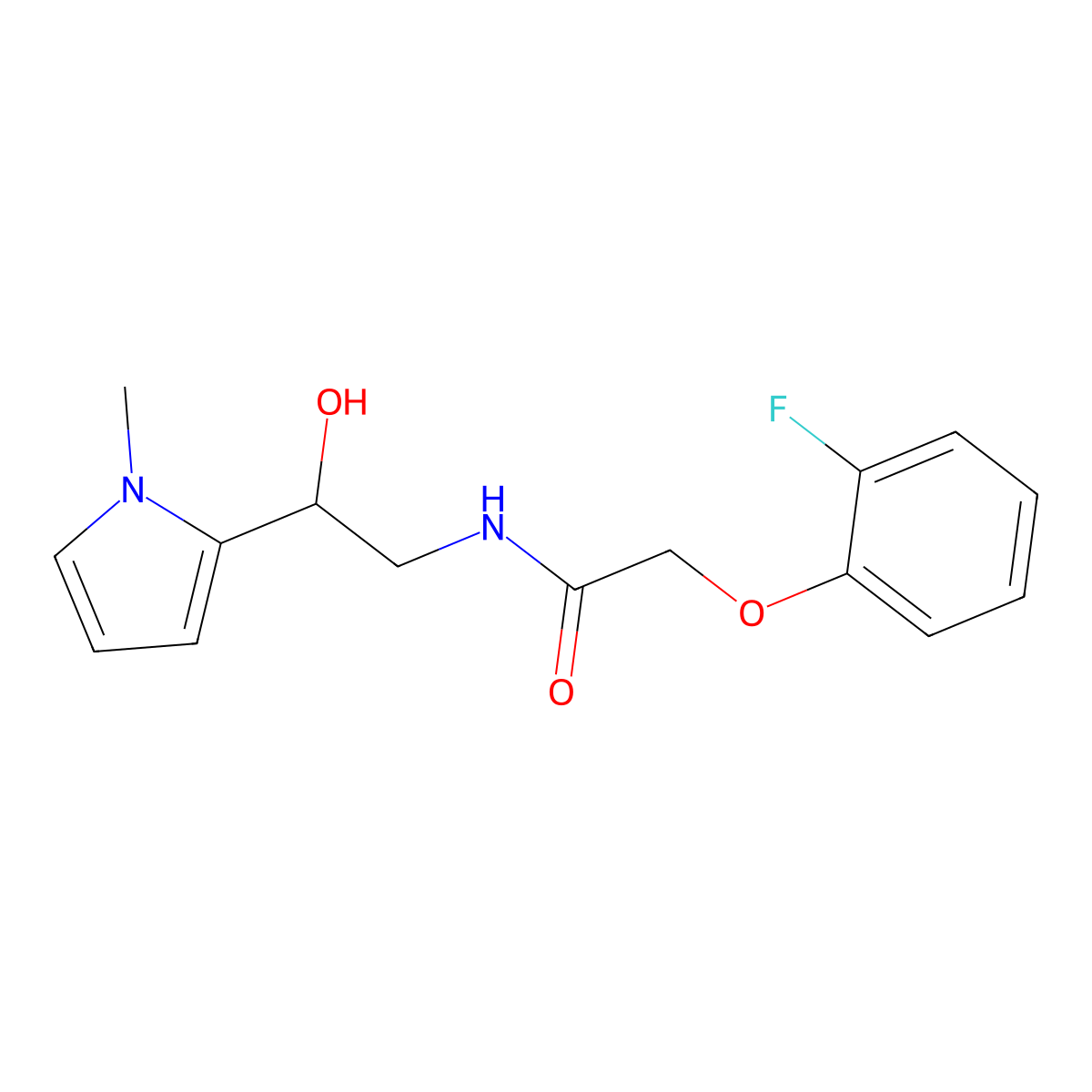 2-(2-fluorophenoxy)-N-(2-hydroxy-2-(1-methyl-1H-pyrrol-2-yl)ethyl)acetamide molecular structure, CAS 1396746-30-7