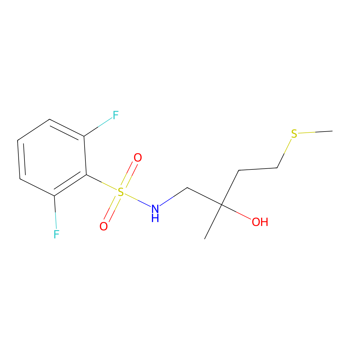 2,6-difluoro-N-(2-hydroxy-2-methyl-4-(methylthio)butyl)benzenesulfonamide molecular structure, CAS 1396746-33-0
