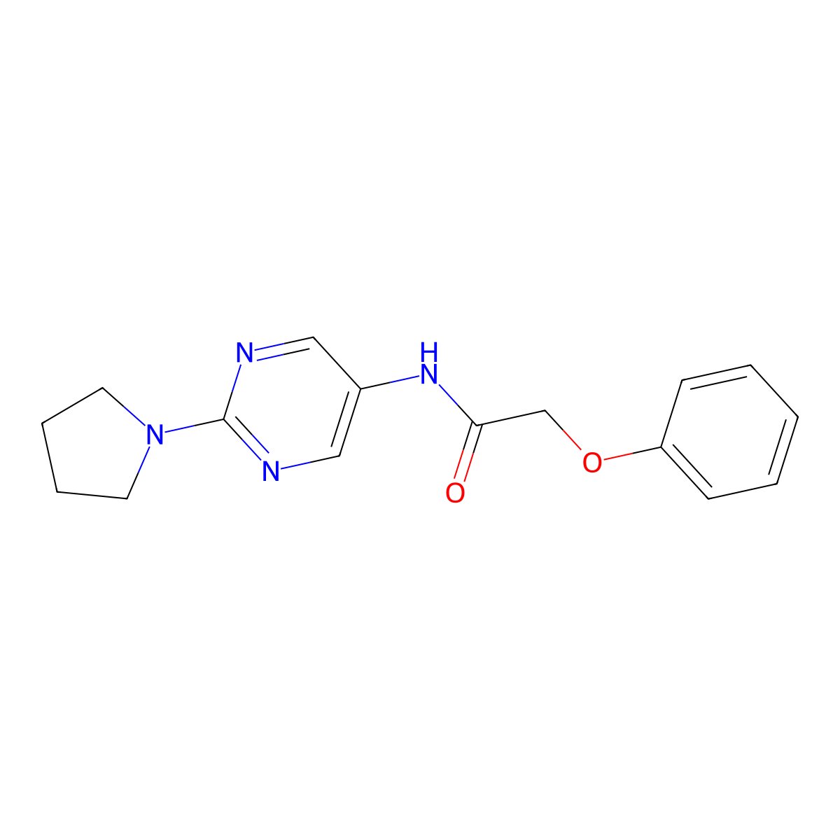 2-phenoxy-N-[2-(pyrrolidin-1-yl)pyrimidin-5-yl]acetamide molecular structure, CAS 1396746-36-3