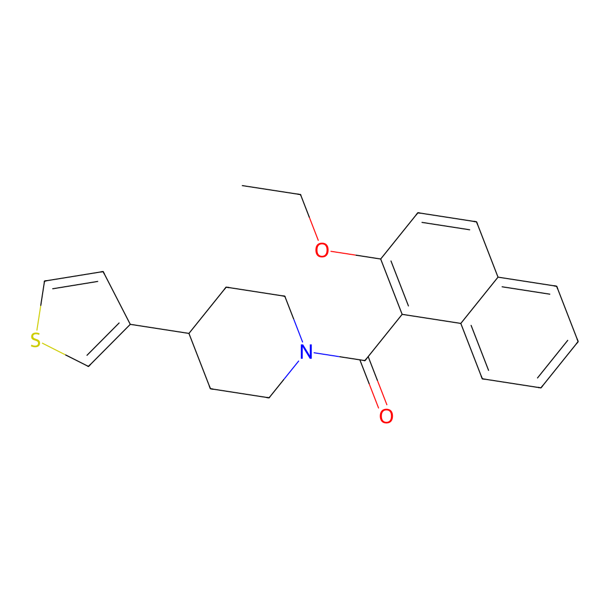 (2-Ethoxynaphthalen-1-yl)(4-(thiophen-3-yl)piperidin-1-yl)methanone molecular structure, CAS 1396746-50-1