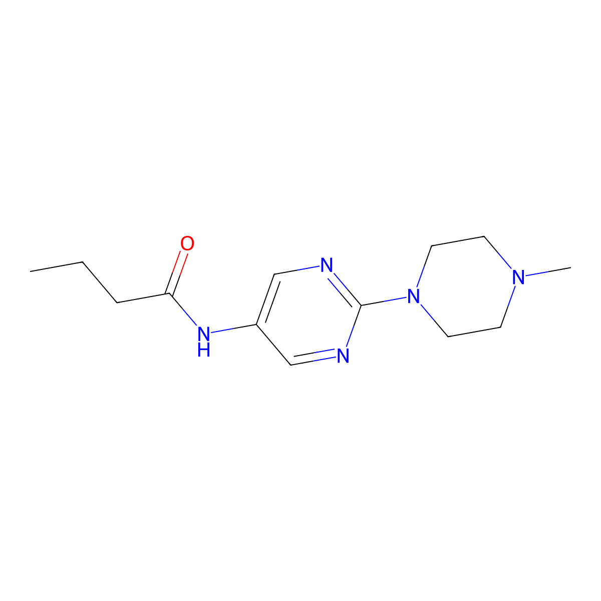 N-(2-(4-methylpiperazin-1-yl)pyrimidin-5-yl)butyramide molecular structure, CAS 1396746-52-3