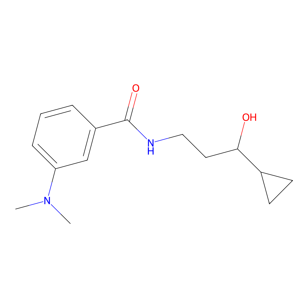 N-(3-cyclopropyl-3-hydroxypropyl)-3-(dimethylamino)benzamide molecular structure, CAS 1396746-54-5