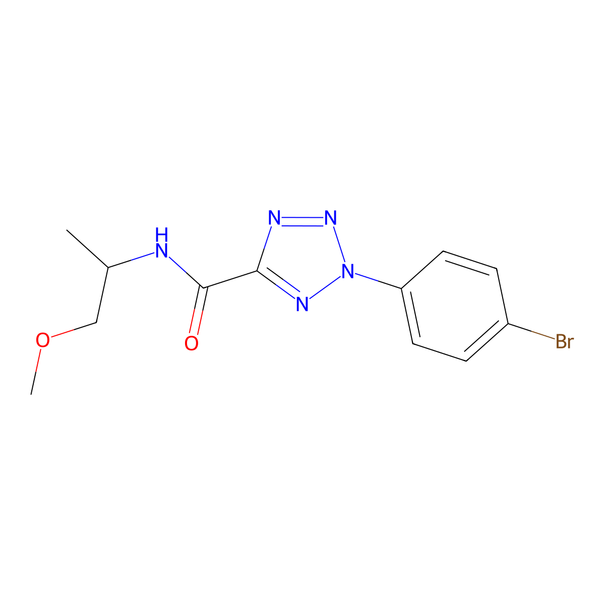 2-(4-bromophenyl)-N-(1-methoxypropan-2-yl)-2H-tetrazole-5-carboxamide molecular structure, CAS 1396746-57-8