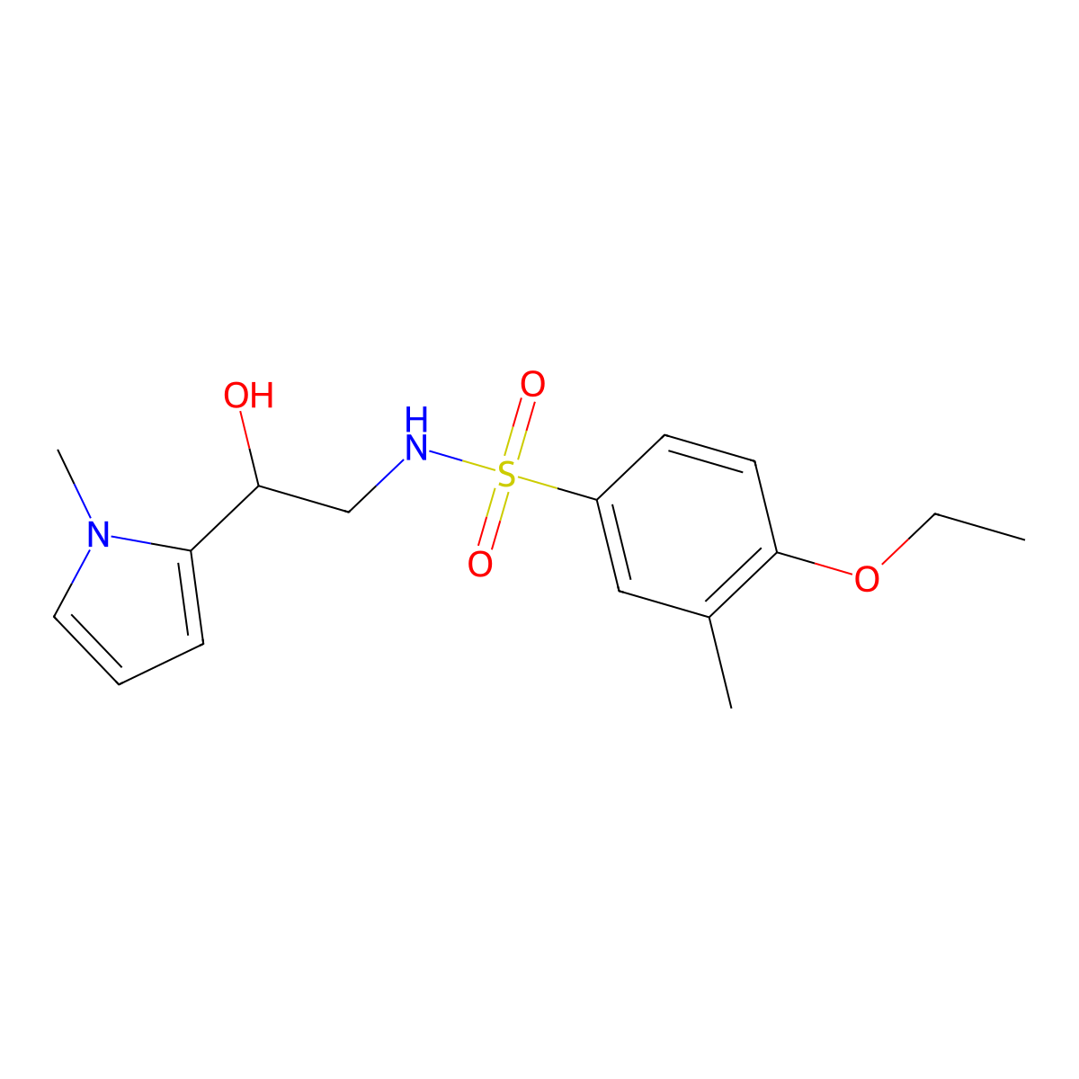 4-ethoxy-N-(2-hydroxy-2-(1-methyl-1H-pyrrol-2-yl)ethyl)-3-methylbenzenesulfonamide molecular structure, CAS 1396746-58-9