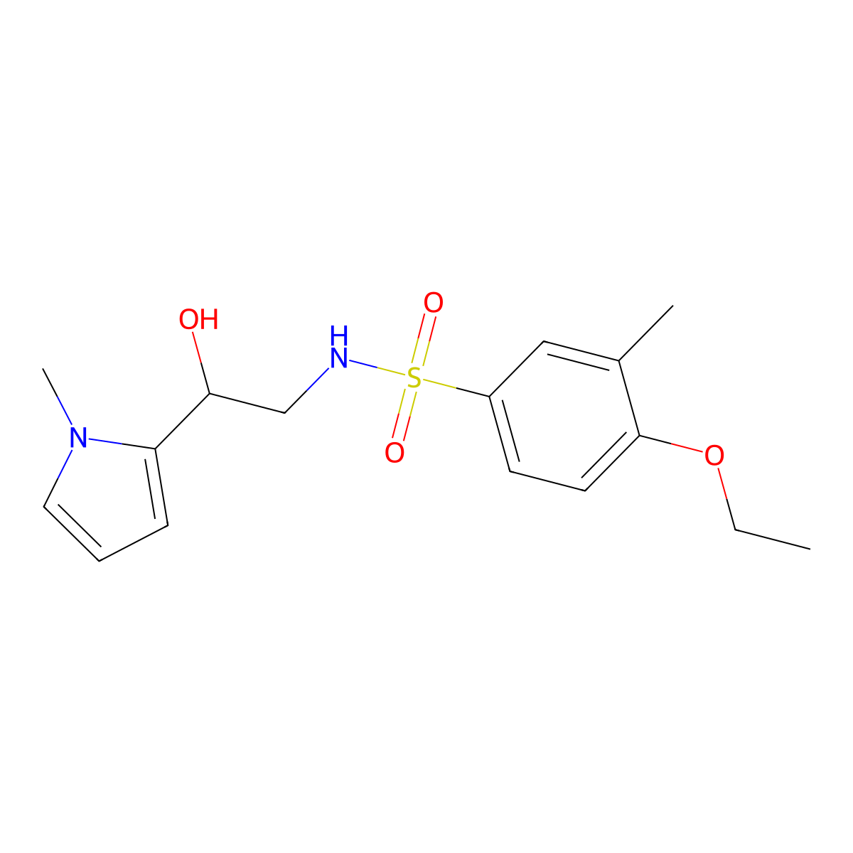 4-ethoxy-N-(2-hydroxy-2-(1-methyl-1H-pyrrol-2-yl)ethyl)-3-methylbenzenesulfonamide molecular structure, CAS 1396746-58-9