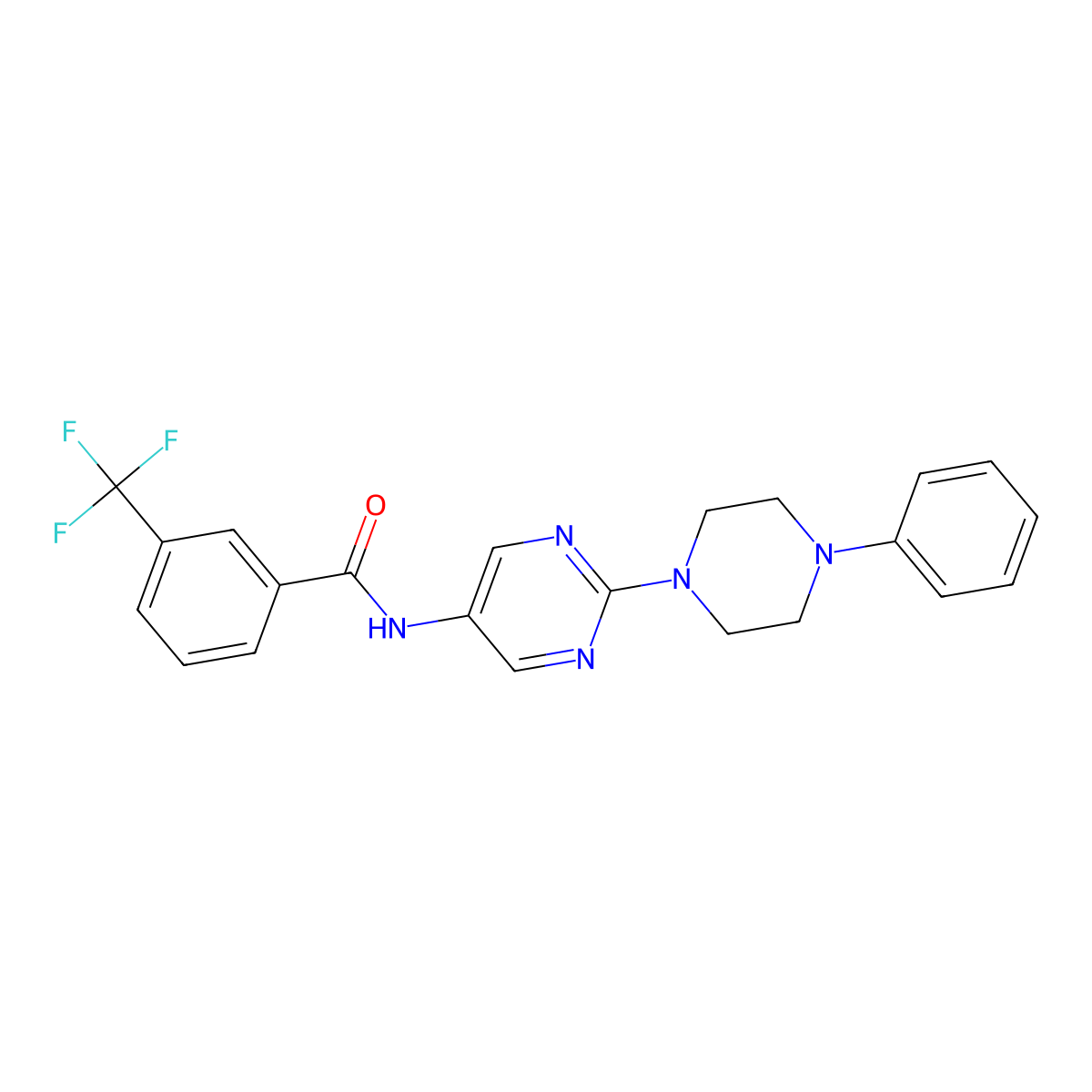 N-[2-(4-phenylpiperazin-1-yl)pyrimidin-5-yl]-3-(trifluoromethyl)benzamide molecular structure, CAS 1396746-60-3
