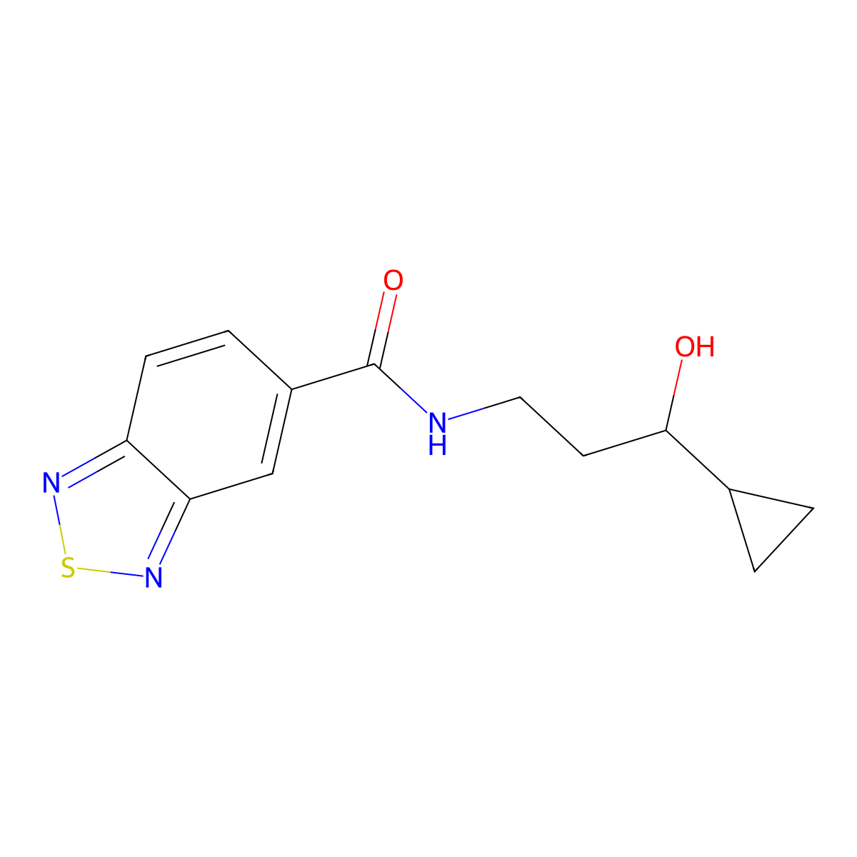 N-(3-cyclopropyl-3-hydroxypropyl)-2,1,3-benzothiadiazole-5-carboxamide molecular structure, CAS 1396746-64-7