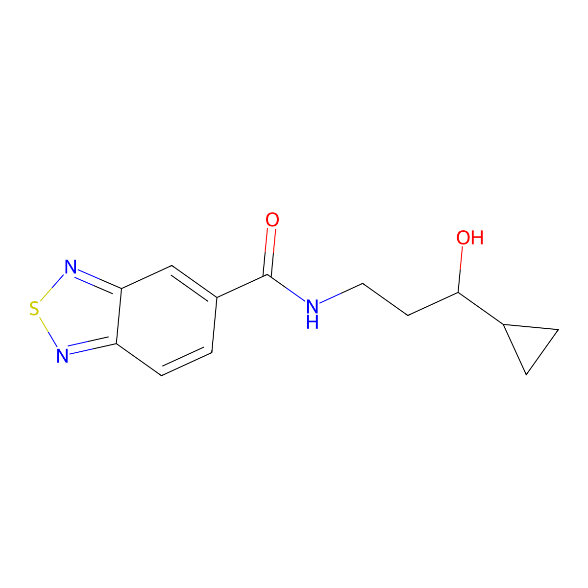 N-(3-cyclopropyl-3-hydroxypropyl)-2,1,3-benzothiadiazole-5-carboxamide molecular structure, CAS 1396746-64-7