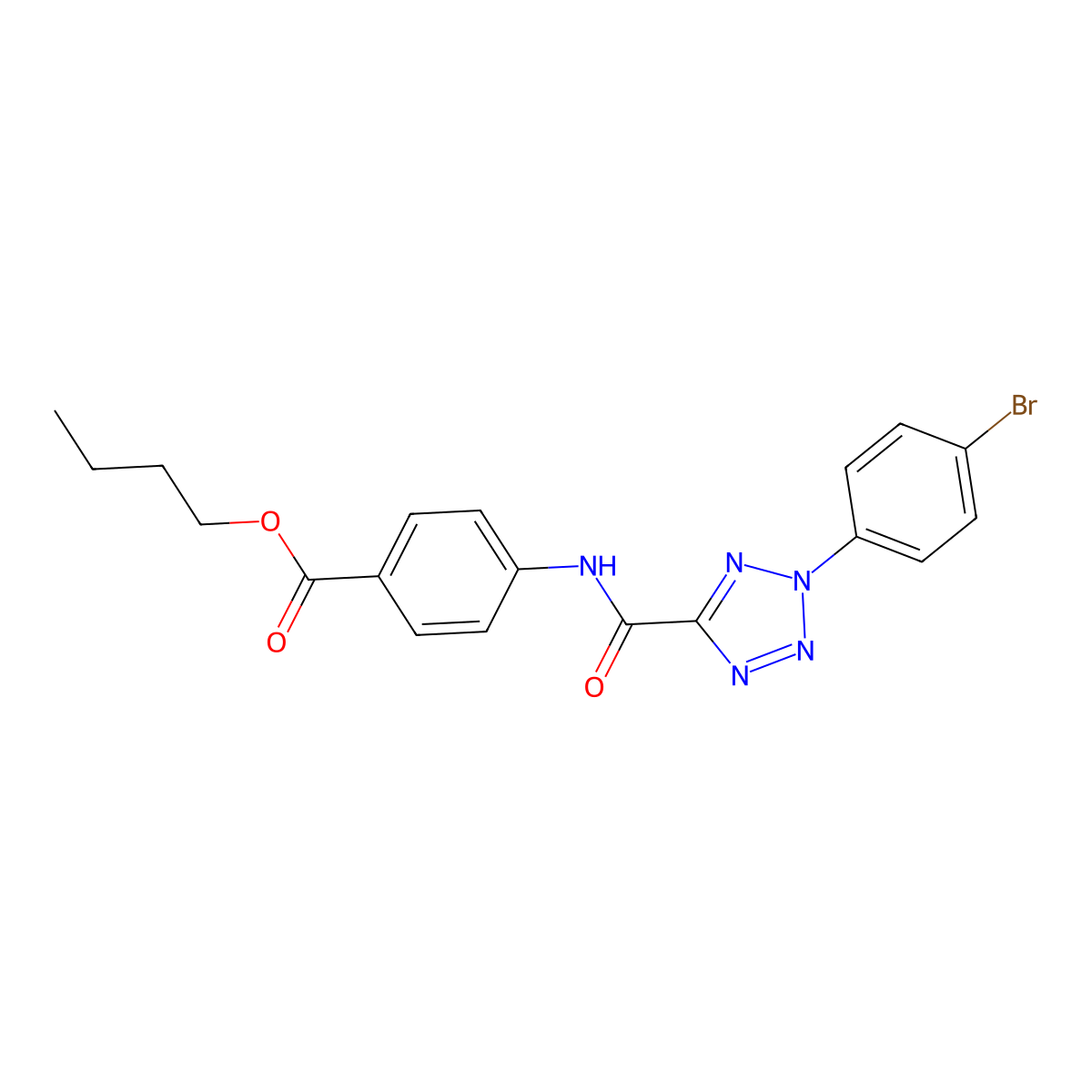 butyl 4-(2-(4-bromophenyl)-2H-tetrazole-5-carboxamido)benzoate molecular structure, CAS 1396746-84-1
