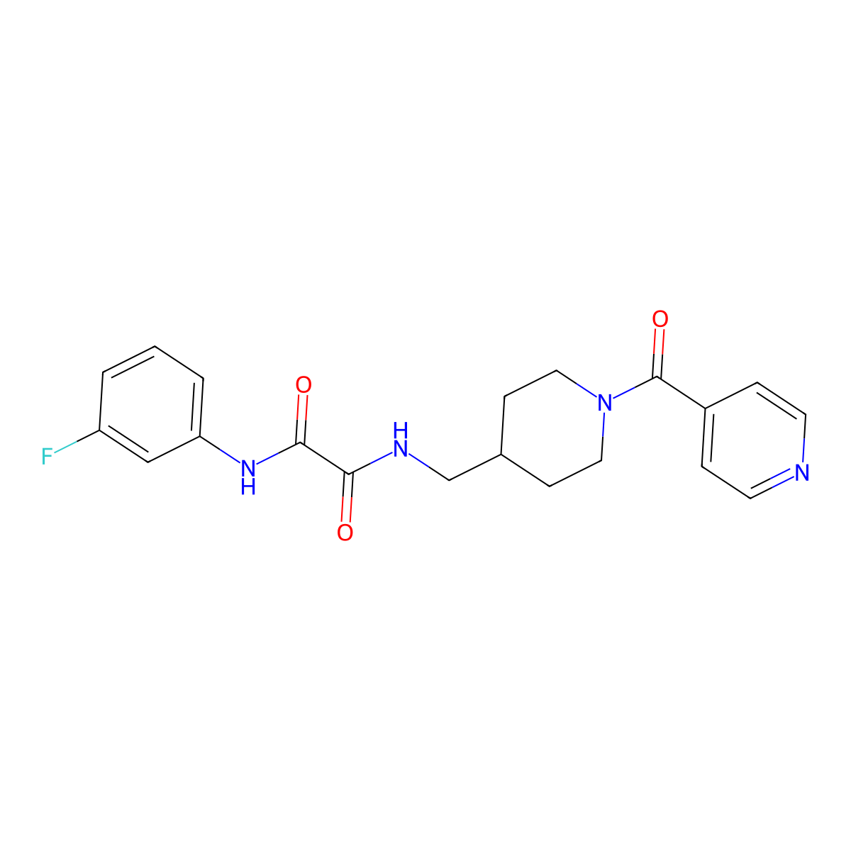 N1-(3-fluorophenyl)-N2-((1-isonicotinoylpiperidin-4-yl)methyl)oxalamide molecular structure, CAS 1396746-91-0