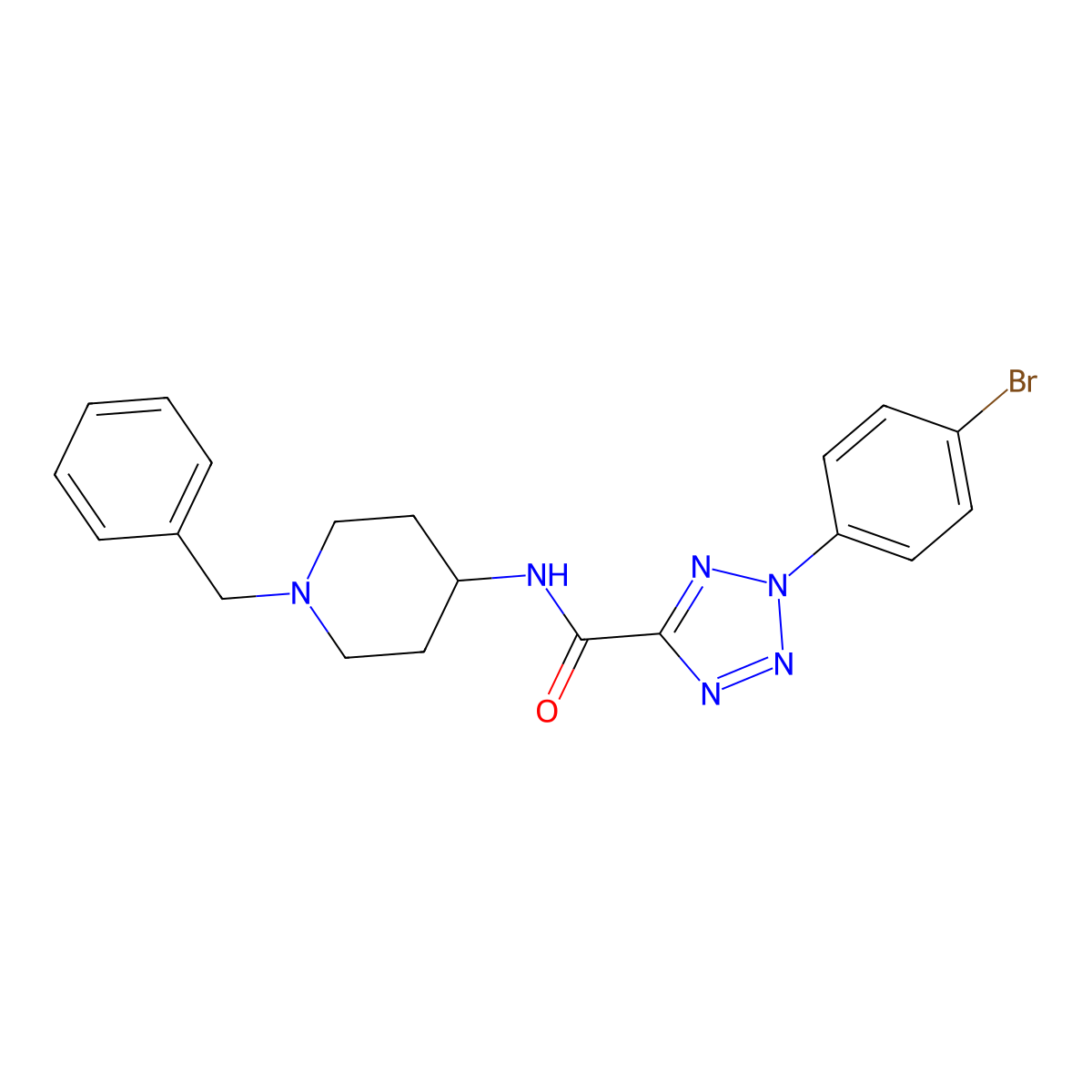 N-(1-benzylpiperidin-4-yl)-2-(4-bromophenyl)-2H-tetrazole-5-carboxamide molecular structure, CAS 1396746-92-1