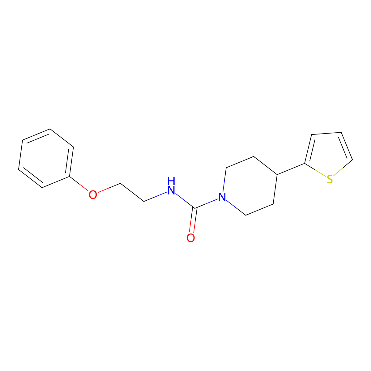 N-(2-phenoxyethyl)-4-(thiophen-2-yl)piperidine-1-carboxamide molecular structure, CAS 1396746-95-4