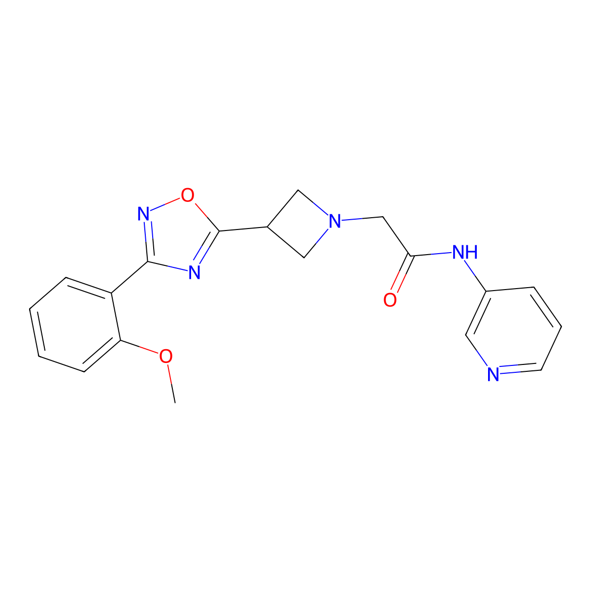 2-{3-[3-(2-methoxyphenyl)-1,2,4-oxadiazol-5-yl]azetidin-1-yl}-N-(pyridin-3-yl)acetamide molecular structure, CAS 1396747-00-4
