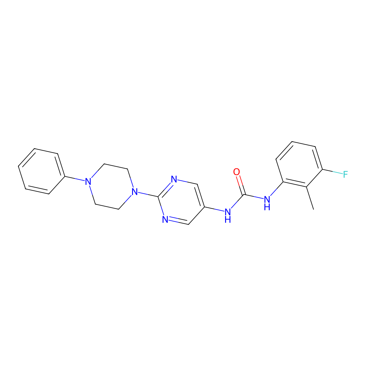 1-(3-Fluoro-2-methylphenyl)-3-[2-(4-phenylpiperazin-1-yl)pyrimidin-5-yl]urea molecular structure, CAS 1396747-02-6