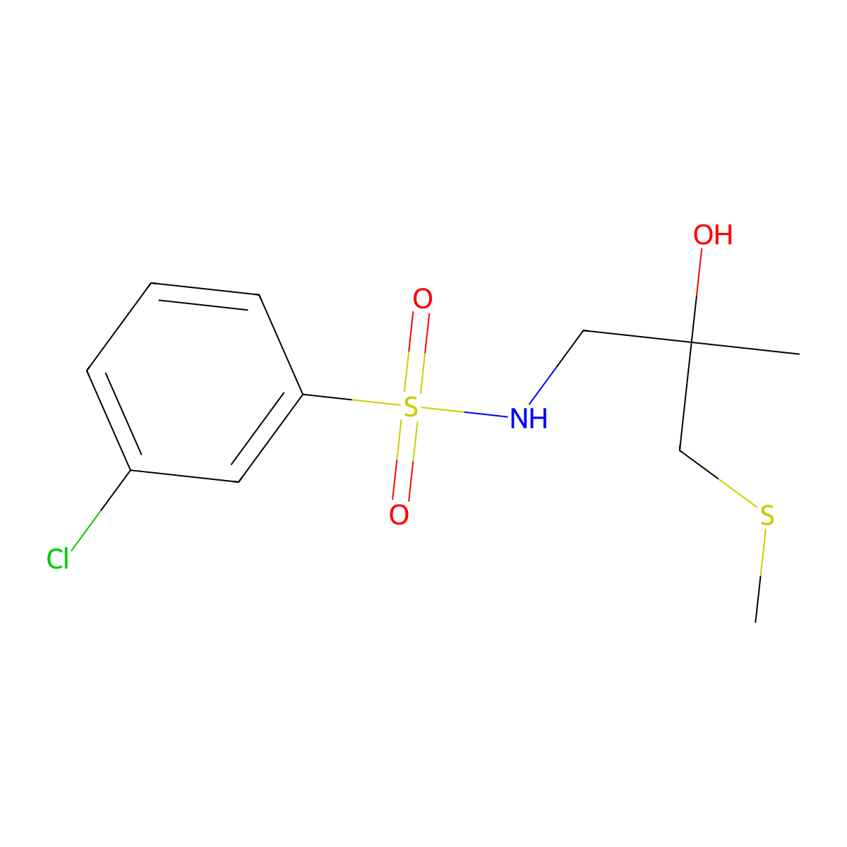 3-chloro-N-(2-hydroxy-2-methyl-3-(methylthio)propyl)benzenesulfonamide molecular structure, CAS 1396747-04-8