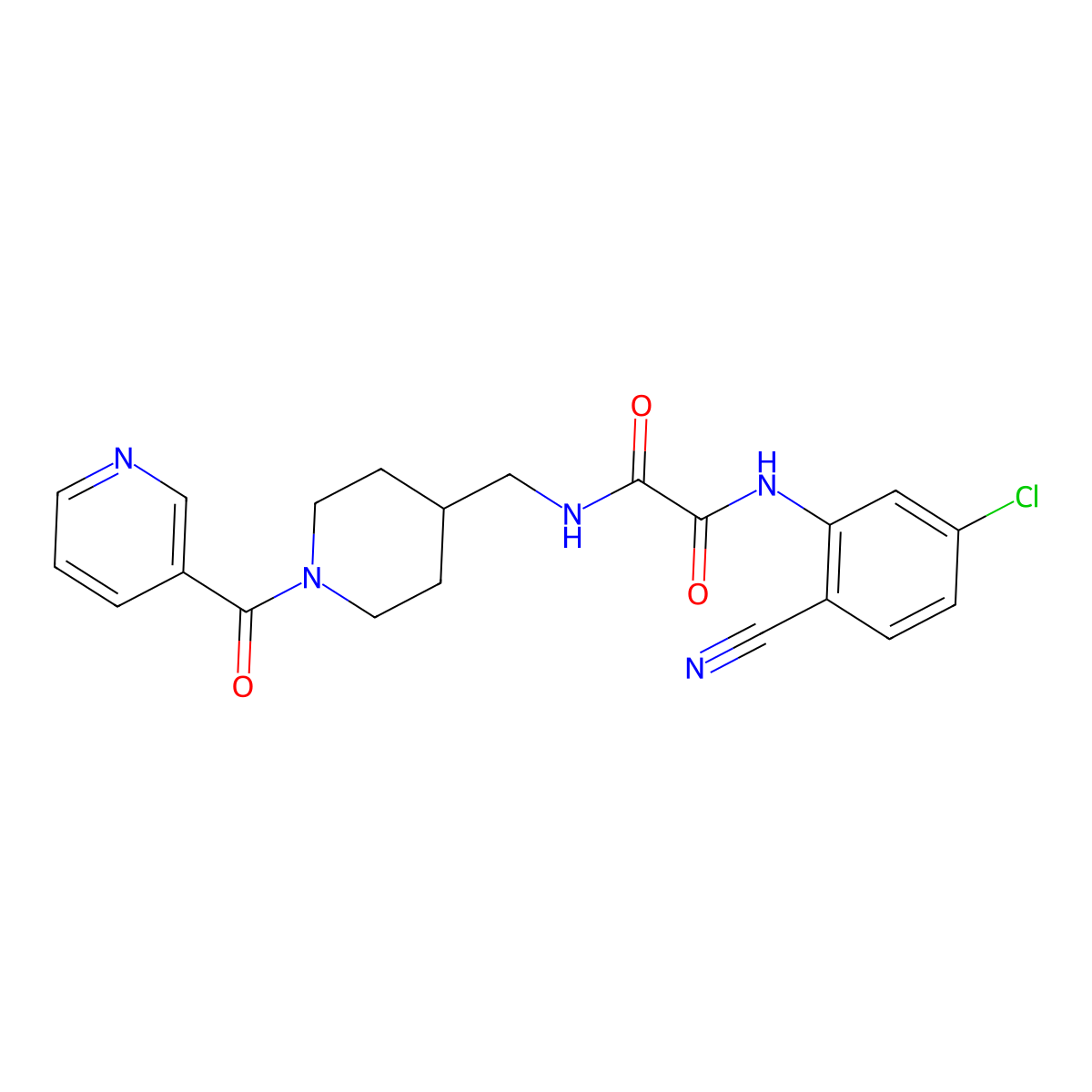 N1-(5-chloro-2-cyanophenyl)-N2-((1-nicotinoylpiperidin-4-yl)methyl)oxalamide molecular structure, CAS 1396747-07-1
