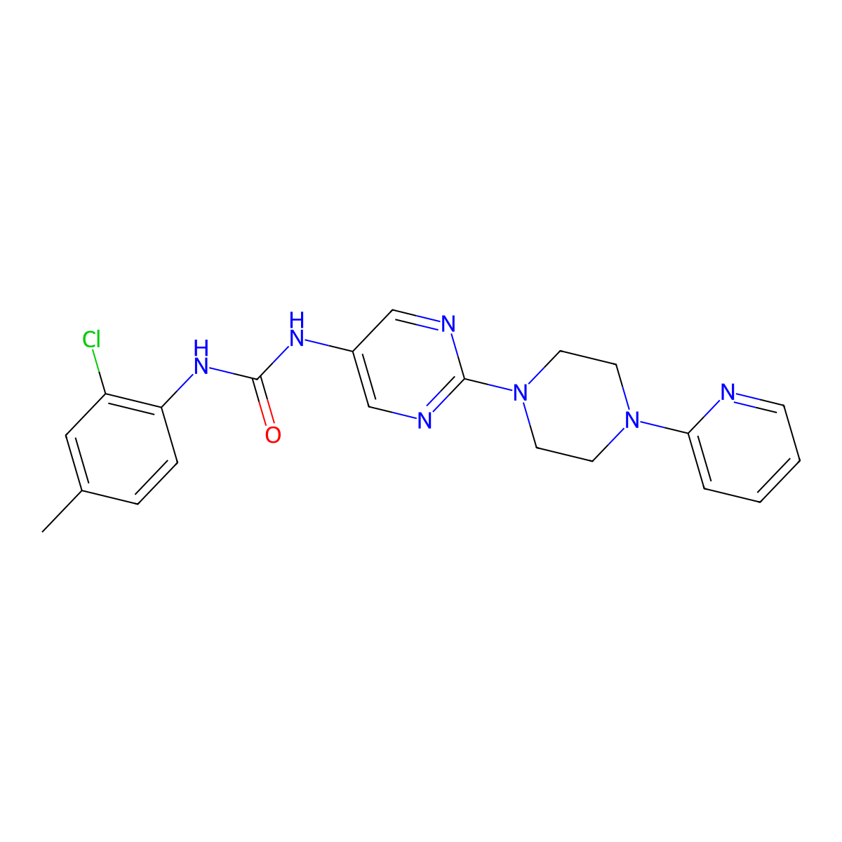 1-(2-Chloro-4-methylphenyl)-3-(2-(4-(pyridin-2-yl)piperazin-1-yl)pyrimidin-5-yl)urea molecular structure, CAS 1396747-10-6