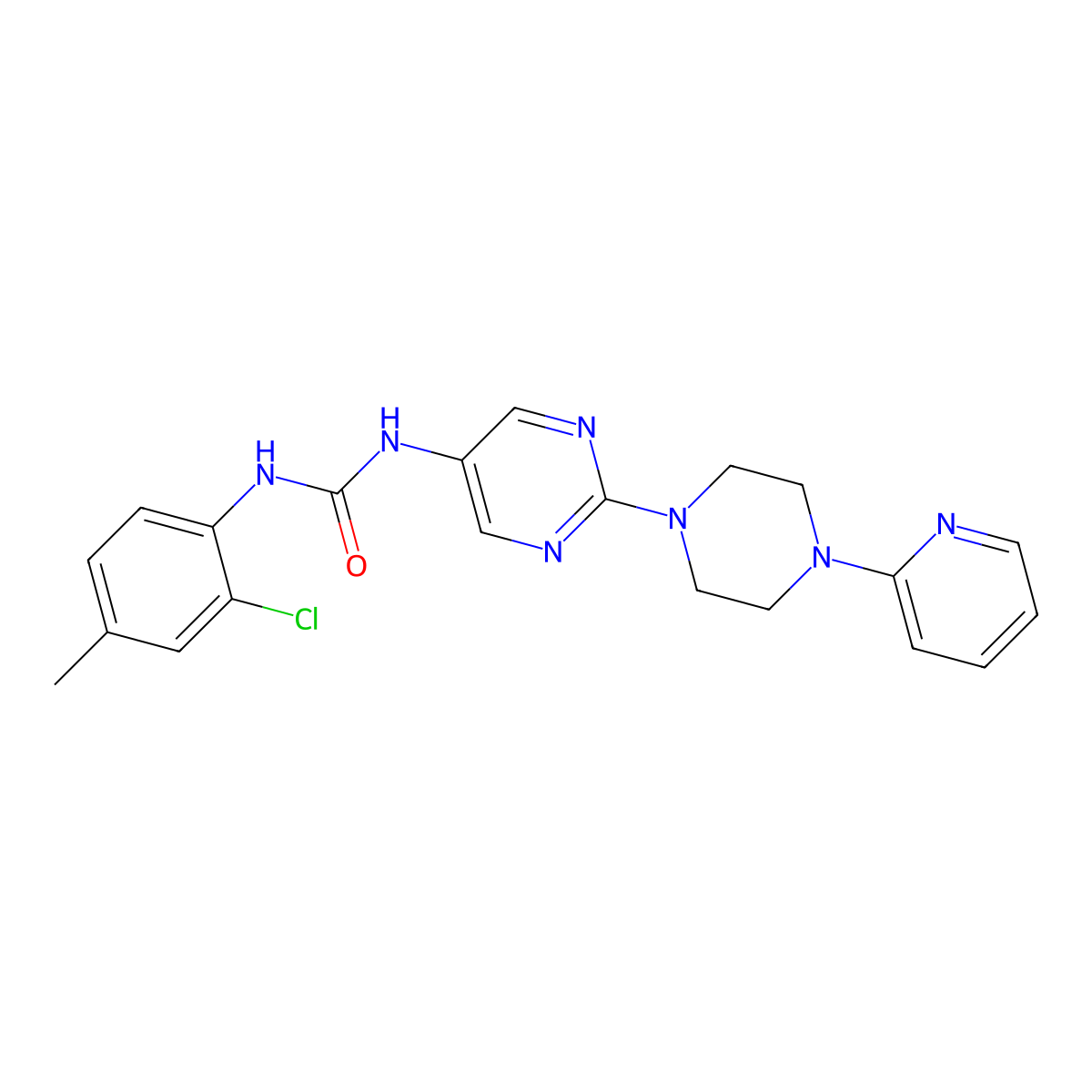 1-(2-Chloro-4-methylphenyl)-3-(2-(4-(pyridin-2-yl)piperazin-1-yl)pyrimidin-5-yl)urea molecular structure, CAS 1396747-10-6