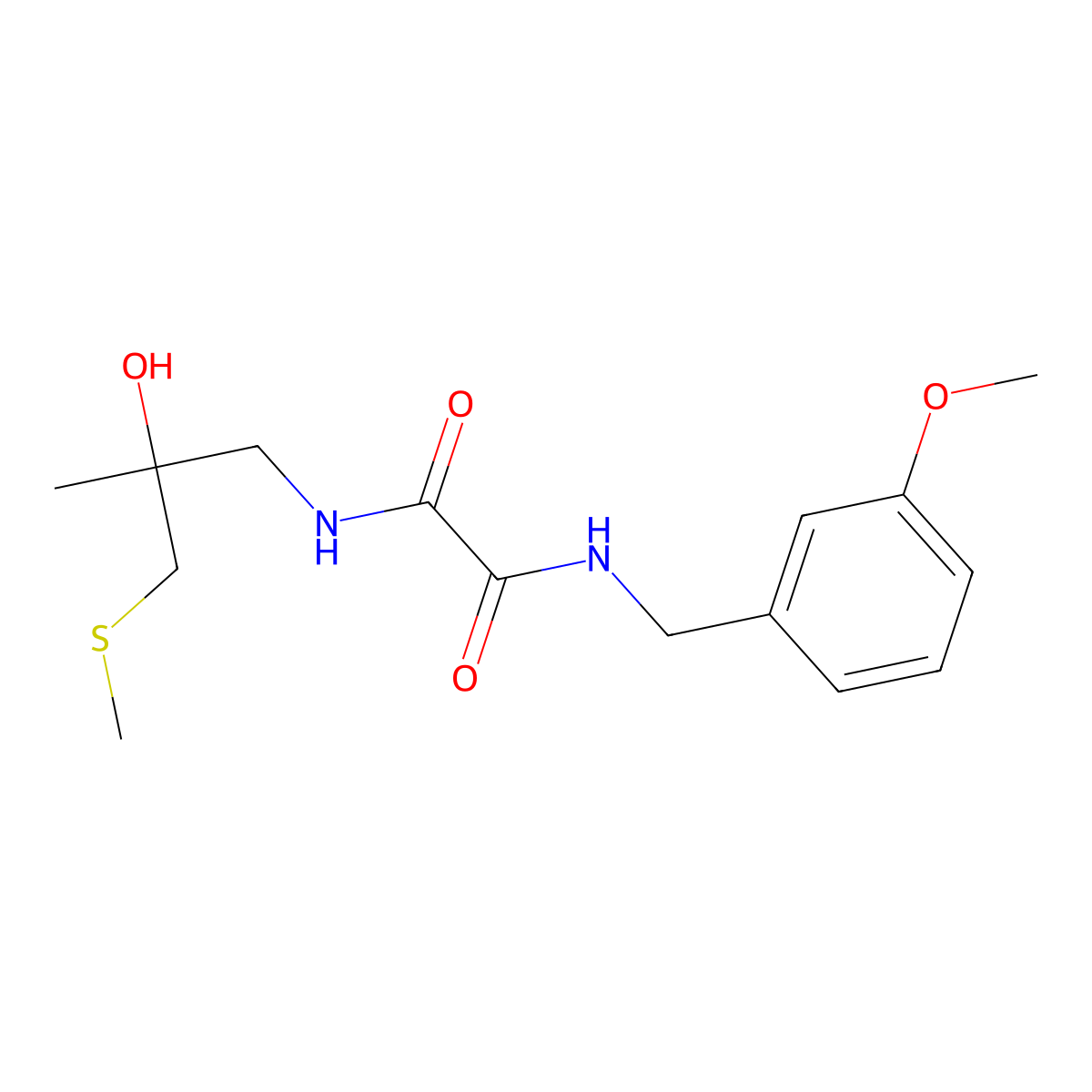 N1-(2-hydroxy-2-methyl-3-(methylthio)propyl)-N2-(3-methoxybenzyl)oxalamide molecular structure, CAS 1396747-20-8