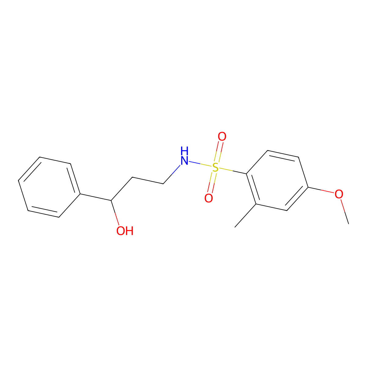 N-(3-hydroxy-3-phenylpropyl)-4-methoxy-2-methylbenzenesulfonamide molecular structure, CAS 1396747-21-9