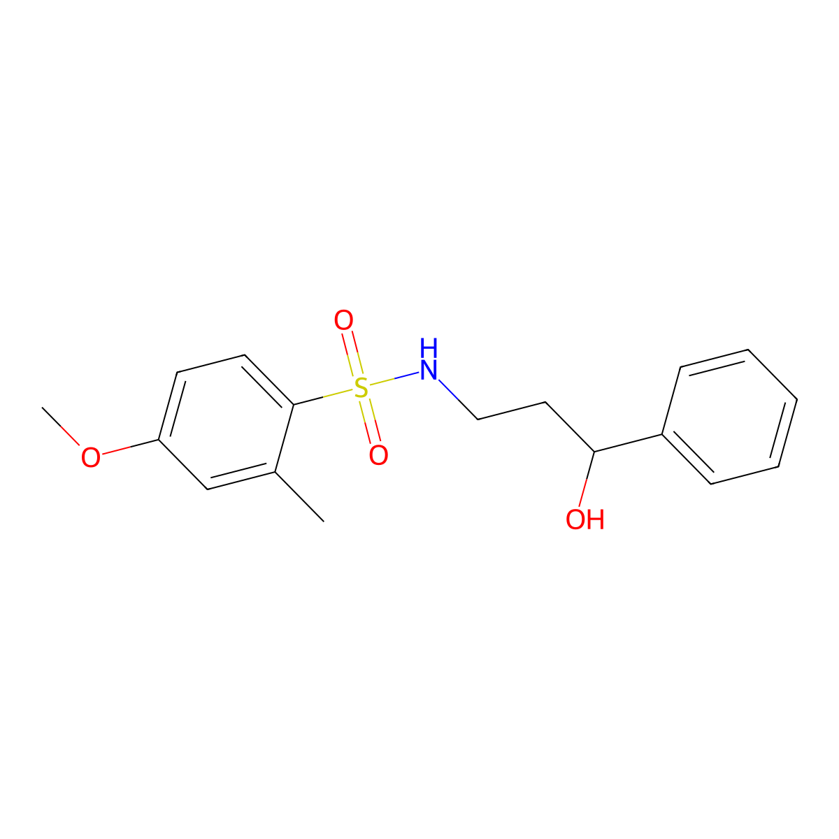 N-(3-hydroxy-3-phenylpropyl)-4-methoxy-2-methylbenzenesulfonamide molecular structure, CAS 1396747-21-9