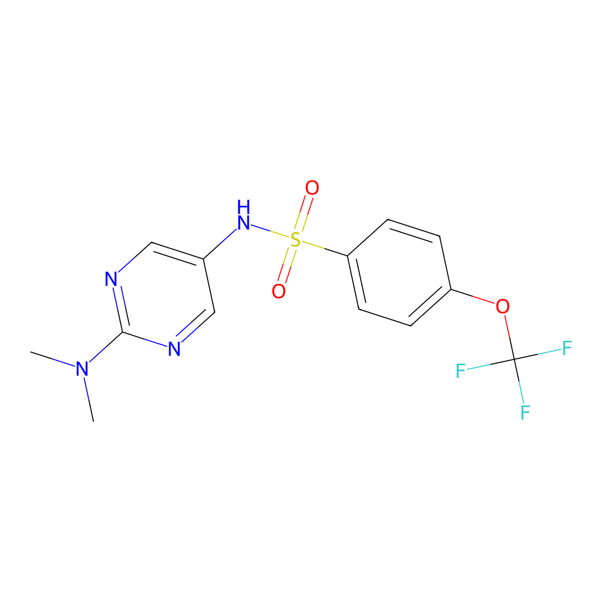 N-(2-(dimethylamino)pyrimidin-5-yl)-4-(trifluoromethoxy)benzenesulfonamide molecular structure, CAS 1396747-22-0