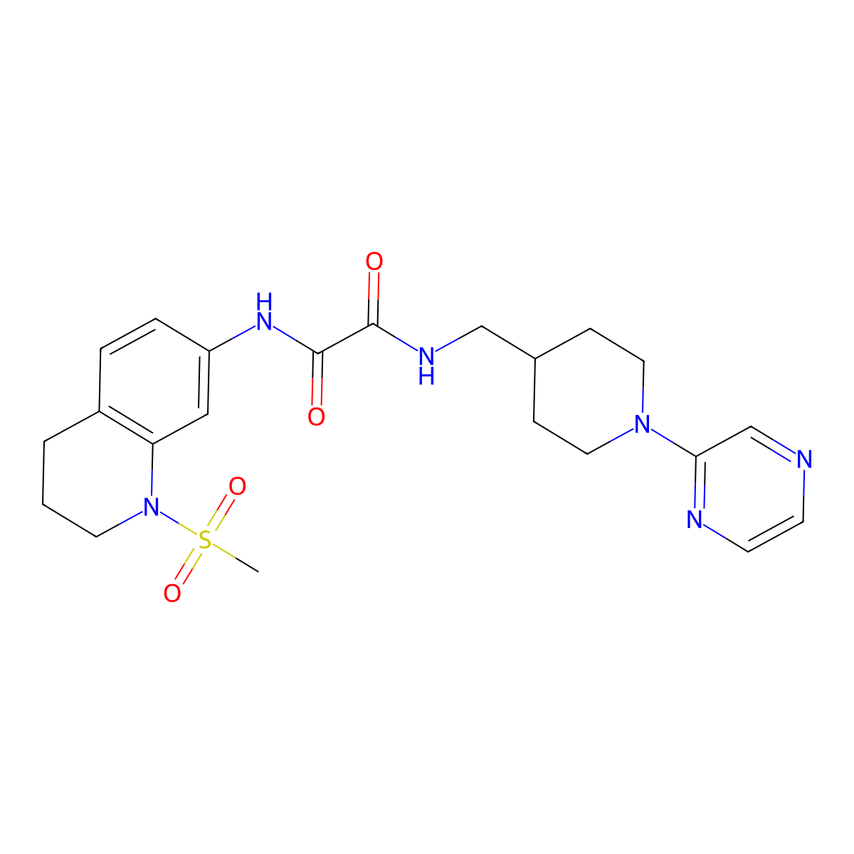 N1-(1-(methylsulfonyl)-1,2,3,4-tetrahydroquinolin-7-yl)-N2-((1-(pyrazin-2-yl)piperidin-4-yl)methyl)oxalamide molecular structure, CAS 1396747-31-1
