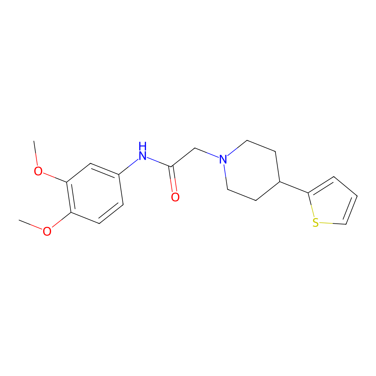 N-(3,4-dimethoxyphenyl)-2-[4-(thiophen-2-yl)piperidin-1-yl]acetamide molecular structure, CAS 1396747-32-2