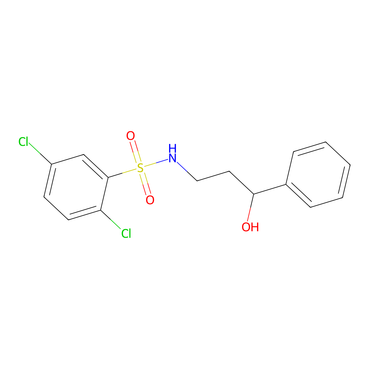 2,5-dichloro-N-(3-hydroxy-3-phenylpropyl)benzenesulfonamide molecular structure, CAS 1396747-33-3
