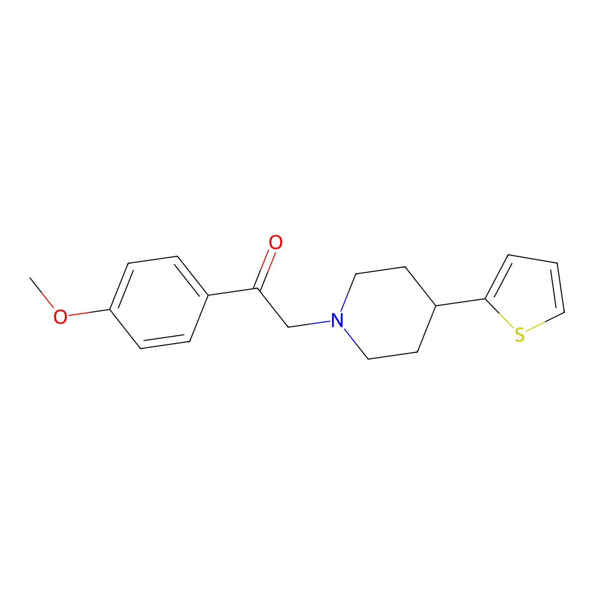 1-(4-Methoxyphenyl)-2-(4-(thiophen-2-yl)piperidin-1-yl)ethanone molecular structure, CAS 1396747-38-8